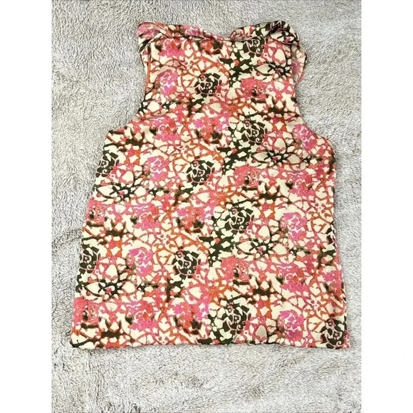 Michael Kors Cowl Neck Bubble Blouse Top Size Large Orange Brown Fall - Picture 12 of 13